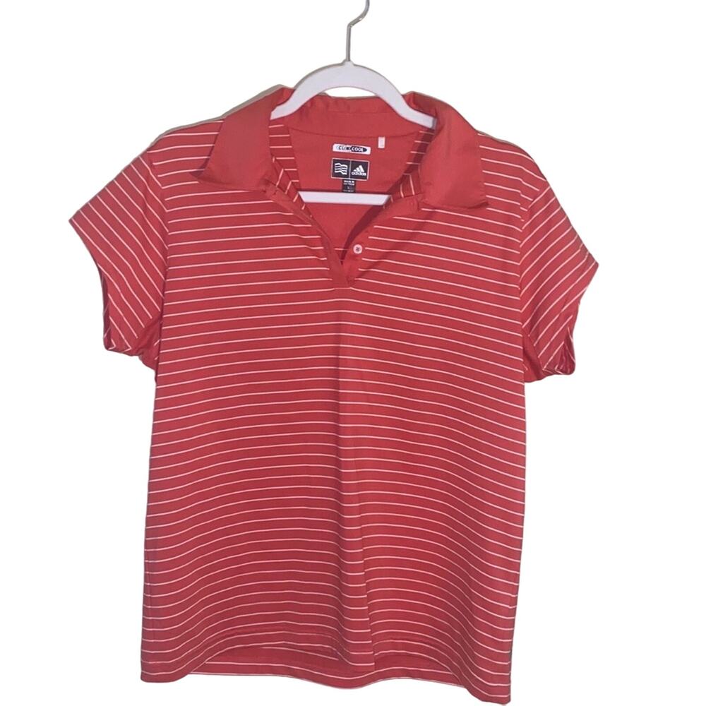 🦬ADIDAS striped athletic climacool polo size L